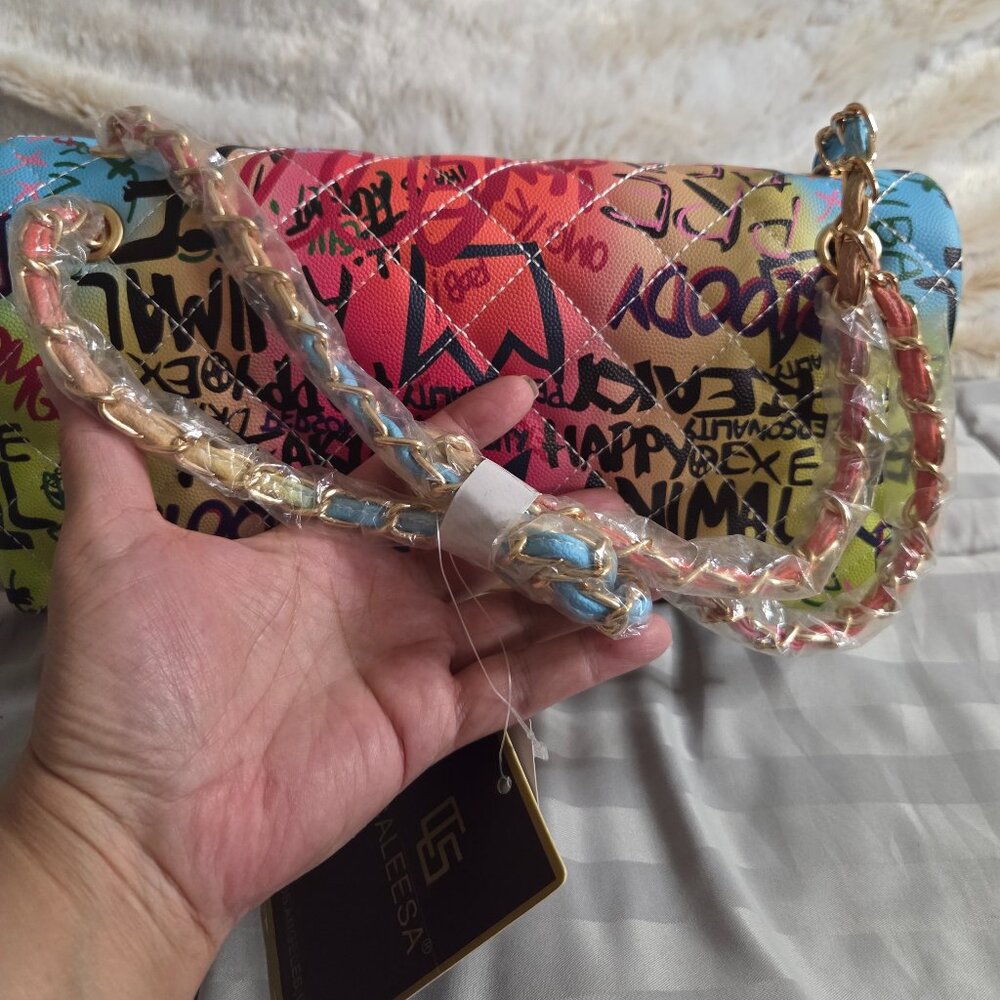 NWT - Caleesa Graffiti Print Shoulder Bag - Picture 8 of 14